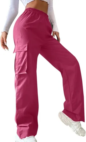 High Waisted Cargo Jeans for Women Straight Wide Leg Y2k Streetwear Cargo Pants Baggy Casual Trousers with Pockets