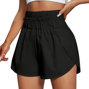 High Waisted Dolphin Athletic Running Shorts for Women Side Split Sporty Quick Dry Athletic Shorts with Pockets