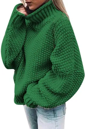 iLH Sweater for Women Oversize Turtleneck Cable Knit Sweaters Long Sleeve Loose Chunky Shirts Warm Winter Pullover Tops