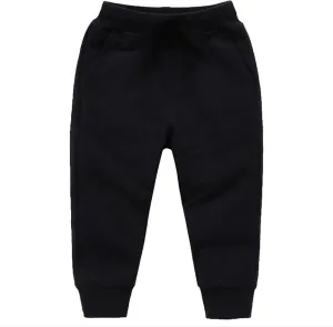 Kids Boys Girls Cotton Joggers Baggy Sweatpants Wide Leg Elastic Waist Trousers Solid Color Loose Pants with Pockets