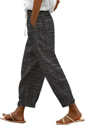Linen Capri Pants for Women 2024 Capri Pants with Pockets Wide Leg Cropped Pants for Women Linen Capri Pants for