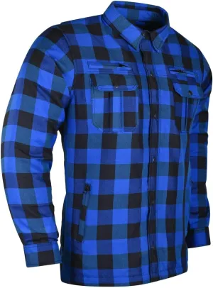 Men's Biker Armored Checkered Flannel Shirt with Kevlar, Waterproof Zippers & C.E. Approved Armors