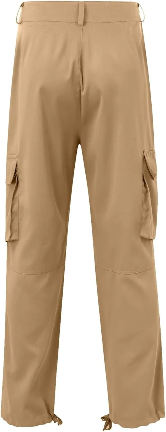 Men's Causal Cargo Pants Solid Color Multi Pockets Straight Leg Trousers Outdoor Wearing Pants with Pockets Overalls