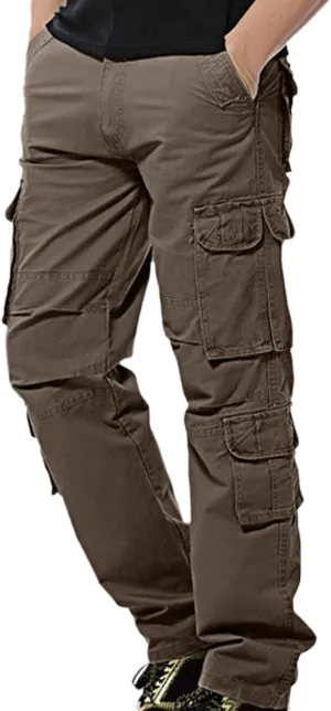 Men's Causal Cargo Pants Solid Color Multi Pockets Trousers Hiking Joggers Outdoorwearing Pants with Pockets