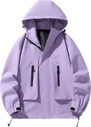 Mens Coats and Jackets, Winter Warm Water Resistant Rain Coat Adjustable Mountain Snow Coat Hooded Sweatshirt