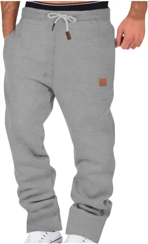 Mens Fleece Lined Sweatpants Casual Open Bottom Joggers Drawstring Elastic Waist Athletic Pants with Pockets