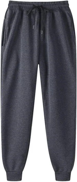 Men's Fleece Workout Sweatpants Drawstring Tapered Running Lounge Jogger Pants with Pockets Relaxed Athletic Pants