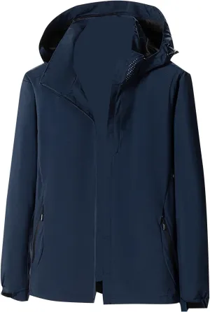 Mens Hooded Rain Jackets Lightweight Windbreaker Jackets with Hood Full Zip Rain Coats for Hiking Fishing Cycling
