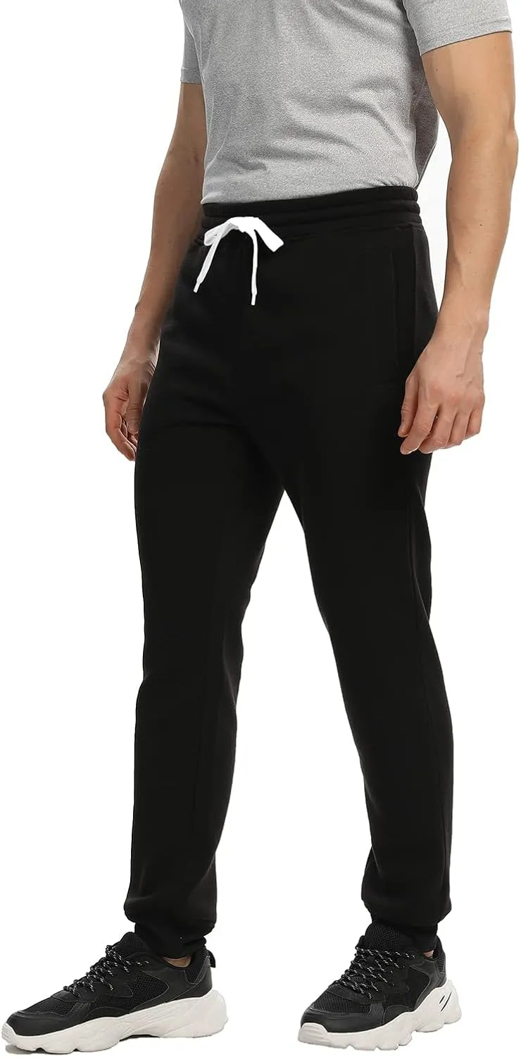 Mens Joggers Sweatpants,3 Pack Fleece Sweat Pants with Pockets/Zipper Pockets Athletic Workout Gym Joggers for Men
