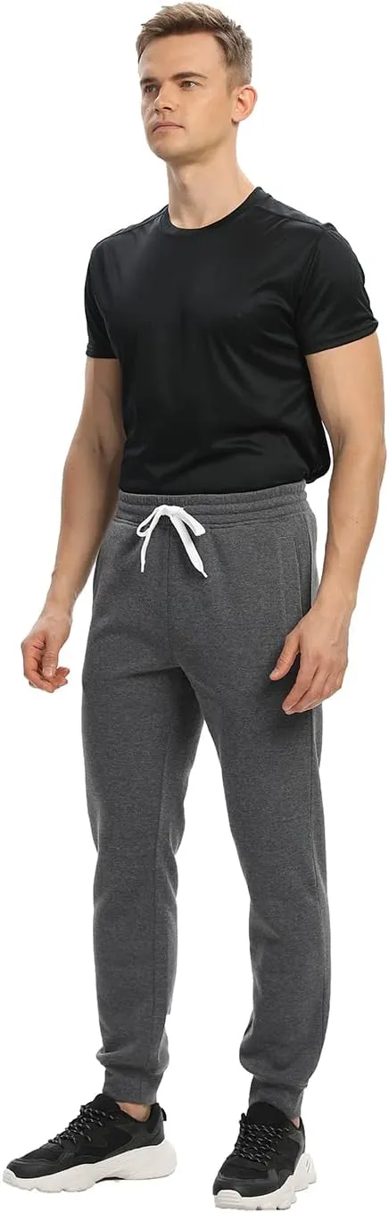 Mens Joggers Sweatpants,3 Pack Fleece Sweat Pants with Pockets/Zipper Pockets Athletic Workout Gym Joggers for Men