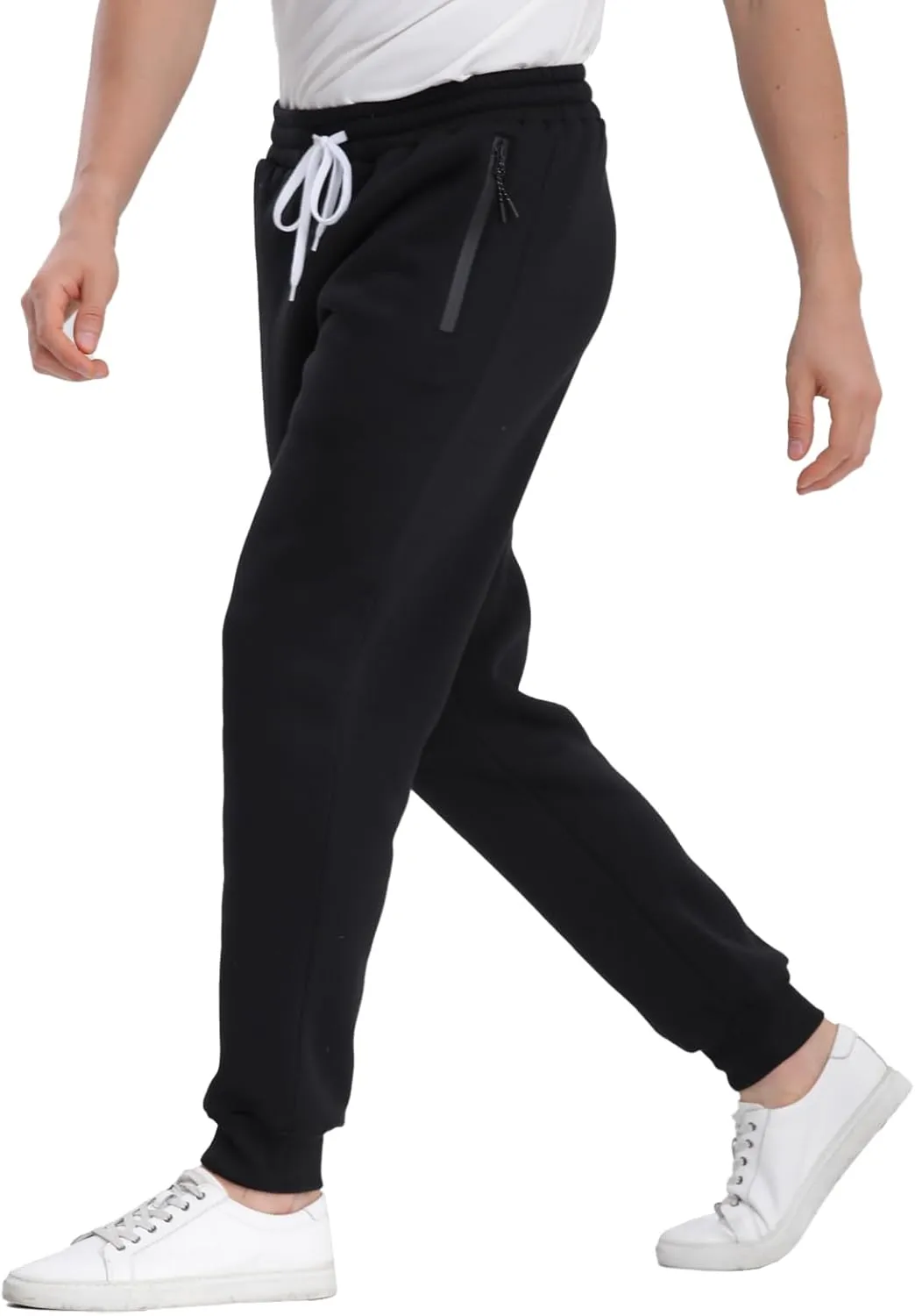 Mens Joggers Sweatpants,3 Pack Fleece Sweat Pants with Pockets/Zipper Pockets Athletic Workout Gym Joggers for Men