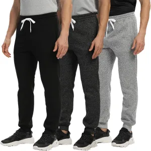 Mens Joggers Sweatpants,3 Pack Fleece Sweat Pants with Pockets/Zipper Pockets Athletic Workout Gym Joggers for Men