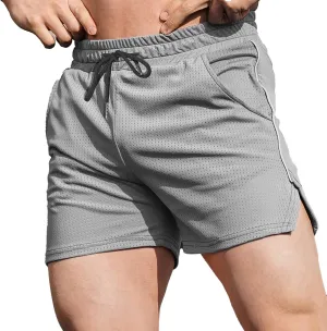 Men's Mesh Athletic Basketball Shorts Split Swim Trunks Quick Dry Sporty Short Running Stretchy Shorts with Pockets