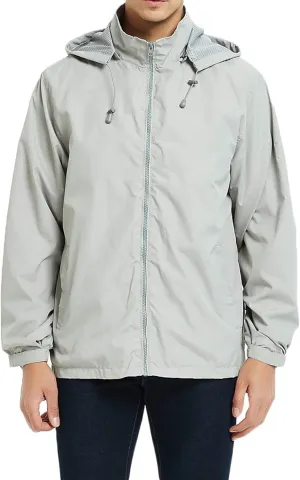 Mens Packable Rain Jacket Lightweight Waterproof Raincoat Golf Motorcycle Rain Gear with Hood Windbreaker
