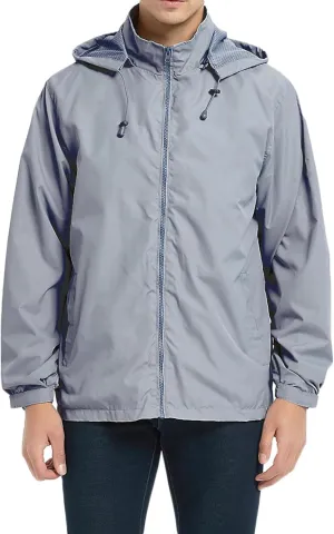 Mens Packable Rain Jacket Lightweight Waterproof Raincoat Golf Motorcycle Rain Gear with Hood Windbreaker