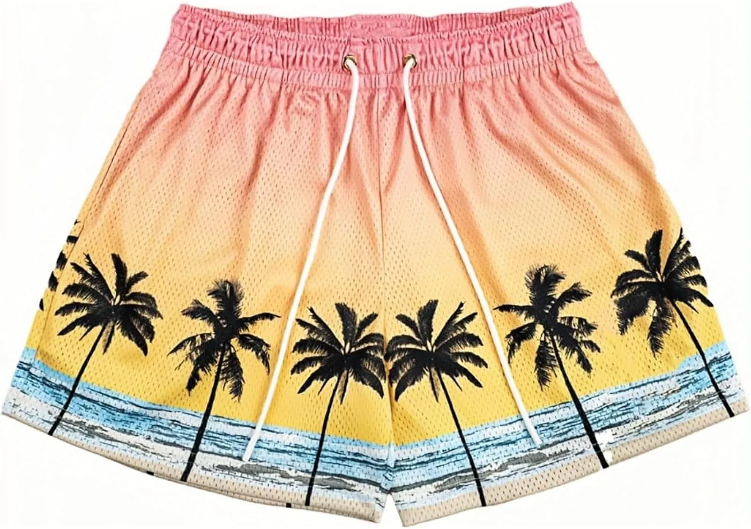 Men's Quick-Dry Shorts with Pockets - Hawaii Print Stretch for Surfing Volleyball, Lightweight Beach Gym Training Shorts.
