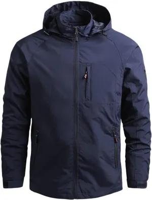 Mens Rain Jacket Waterproof Lightweight Jacket Raincoat Hooded Hiking Travel Outdoor Rain Coat Windbreaker Fashion