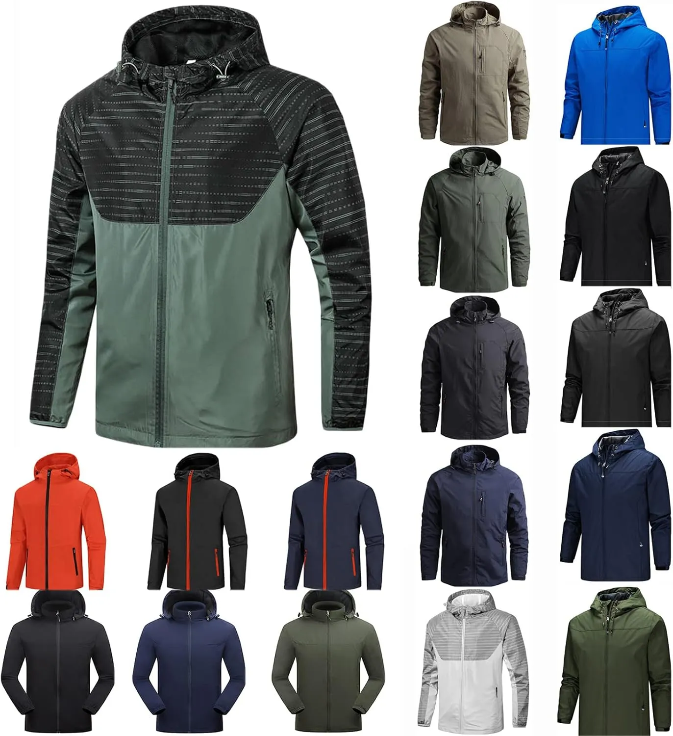 Men's Rain Suit Waterproof Lightweight Rain Gear for Golf Hiking Cycling Raincoat Fashion Lightweight Rain Jacket