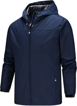 Men's Rain Suit Waterproof Rain jacket Breathable Lightweight Raincoat with Hooded Rain Gear for Leisure, Outdoor