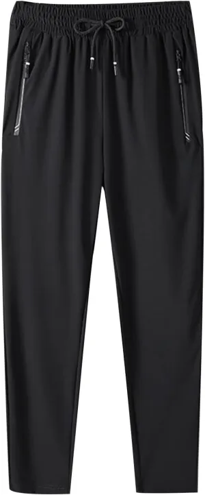 Mens Sweatpants Big and Tall Ice Silk Summer Beach Joggers Athletic Elastic Waist Casual Pants with Pockets