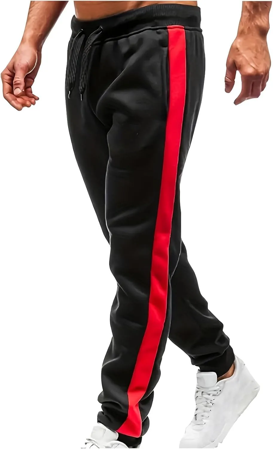 Mens Sweatpants Elastic Bottom Fleece Lined Joggers Drawstring Waistband Athletic Track Pants with Pockets