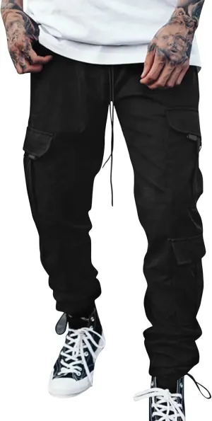 Mens Sweatpants with Pockets Big and Tall Pants Joggers Pants for Men with Zipper Pockets Slim Fit Drawstring Tapered