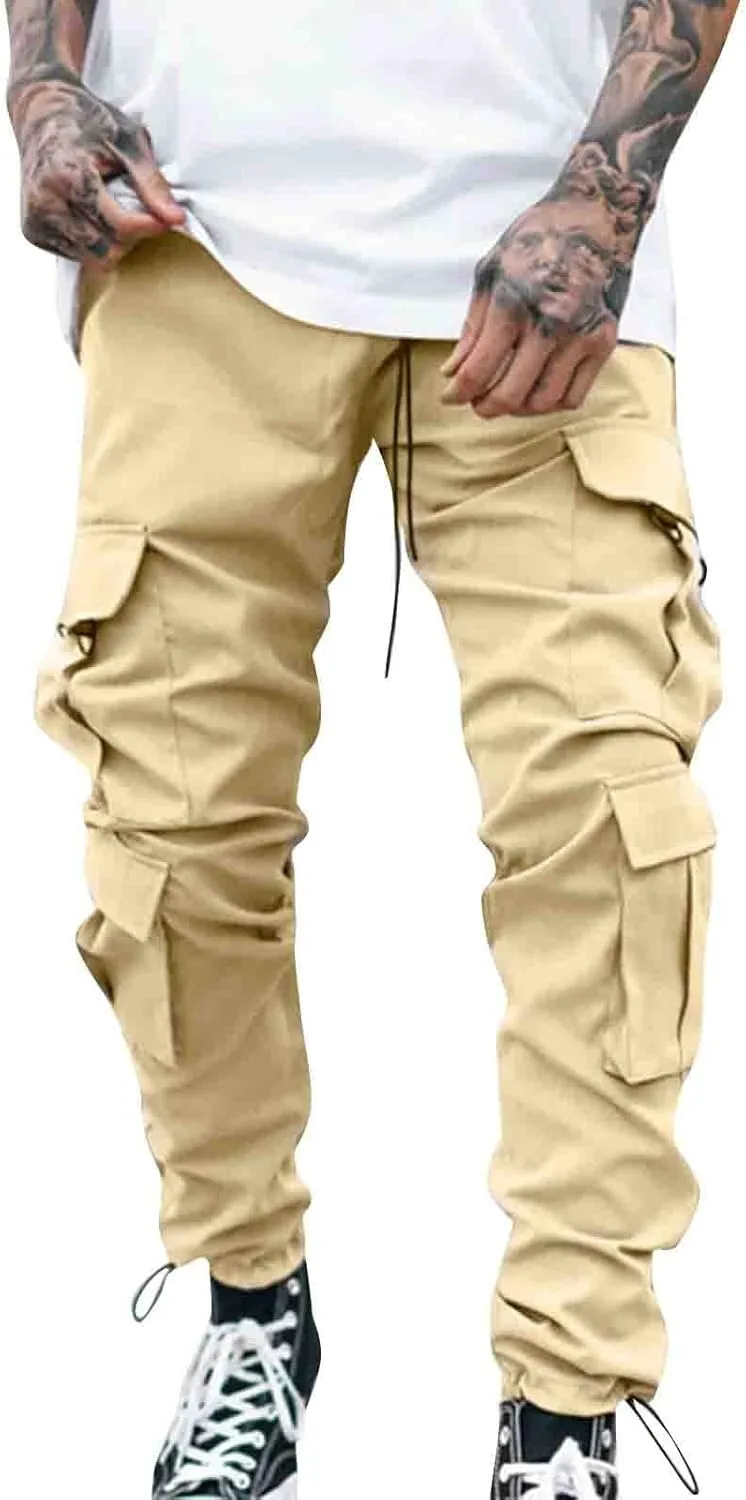 Mens Sweatpants with Pockets Big and Tall Pants Joggers Pants for Men with Zipper Pockets Slim Fit Drawstring Tapered