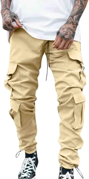 Mens Sweatpants with Pockets Big and Tall Pants Joggers Pants for Men with Zipper Pockets Slim Fit Drawstring Tapered