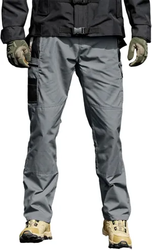 Mens Tactical Waterproof Pants Relaxed Fit Work Hiking Multi Pockets Flex Camo Cargo Trousers