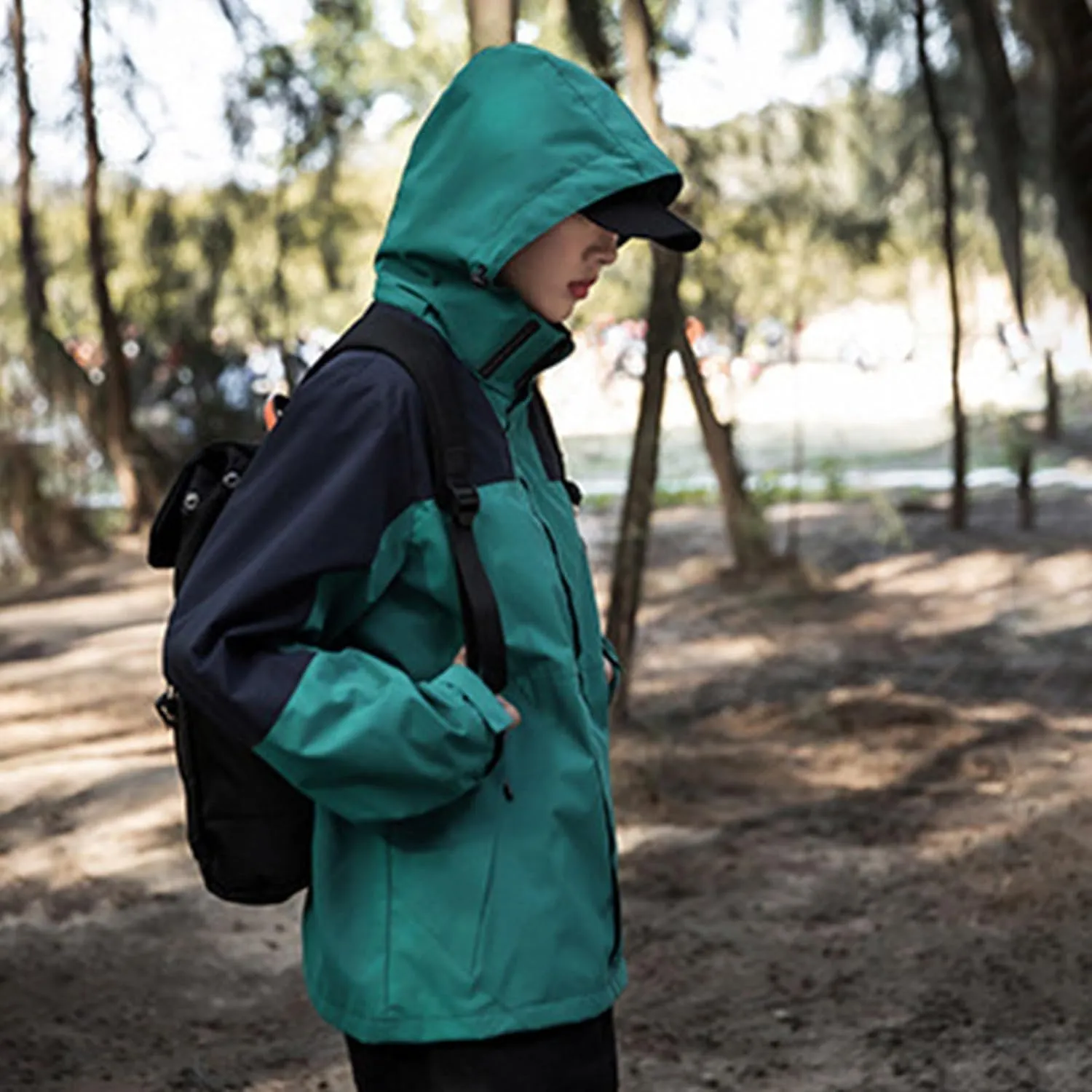 Mens Waterproof Rain Jacket Fall Mountain Windbreaker Hooded Raincoat Lightweight Hood Rain Jackets Outdoor