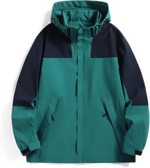Mens Waterproof Rain Jacket Fall Mountain Windbreaker Hooded Raincoat Lightweight Hood Rain Jackets Outdoor