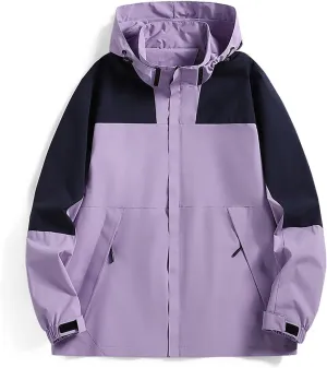 Mens Waterproof Rain Jacket Fall Mountain Windbreaker Hooded Raincoat Lightweight Hood Rain Jackets Outdoor