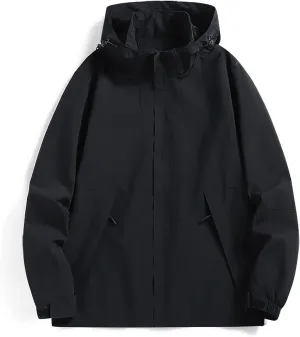 Mens Waterproof Rain Jacket Fall Mountain Windbreaker Hooded Raincoat Lightweight Hood Rain Jackets Outdoor