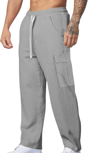 Mens Winter Fleece Sherpa Sweatpants Drawstring Thermal Athletic Pants Fashion Casual Trousers with Pockets