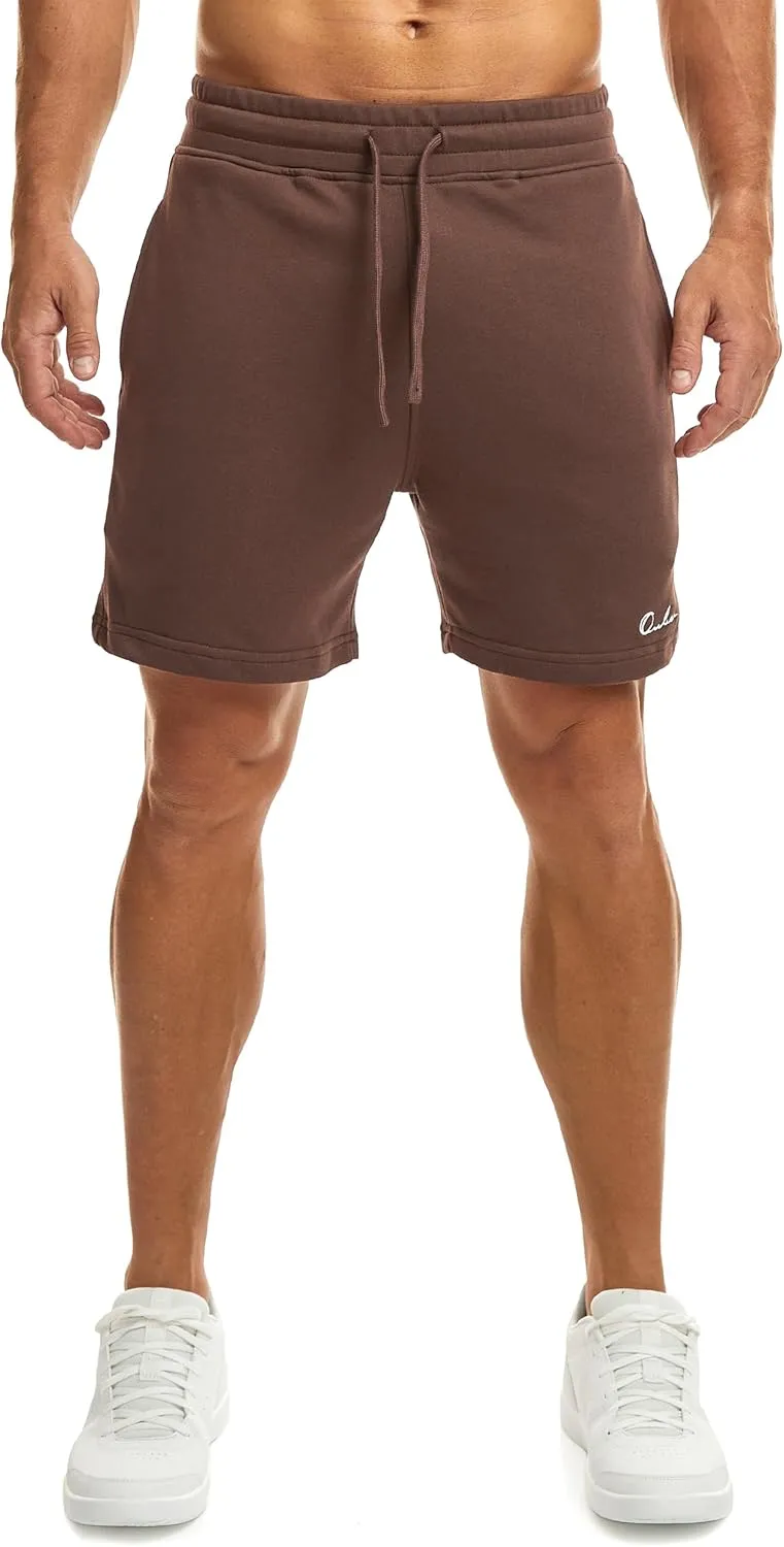 Ouber Men's Cotton Sweat Shorts Athletic Gym Workout Shorts Sporty Casual Shorts
