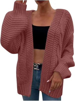 Oversized Chunky Cardigans for Women Trendy Cable Knit Open Fornt Sweaters Casual Loose Long Sleeve Cardigan Sweaters