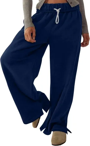 Oversized Wide Leg Sweatpants Women Baggy Fleece Low Rise Sweatpants Casual Loose Sweat Pants Comfy Soft Lounge Pants