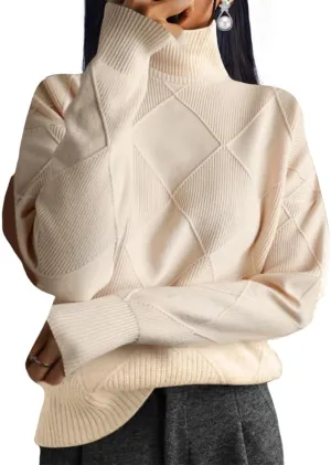 Oversized Womens Turtleneck Sweaters Lightweight Cable Knit Pullover Casual Loose Long Sleeve Chunky Knitted Sweaters