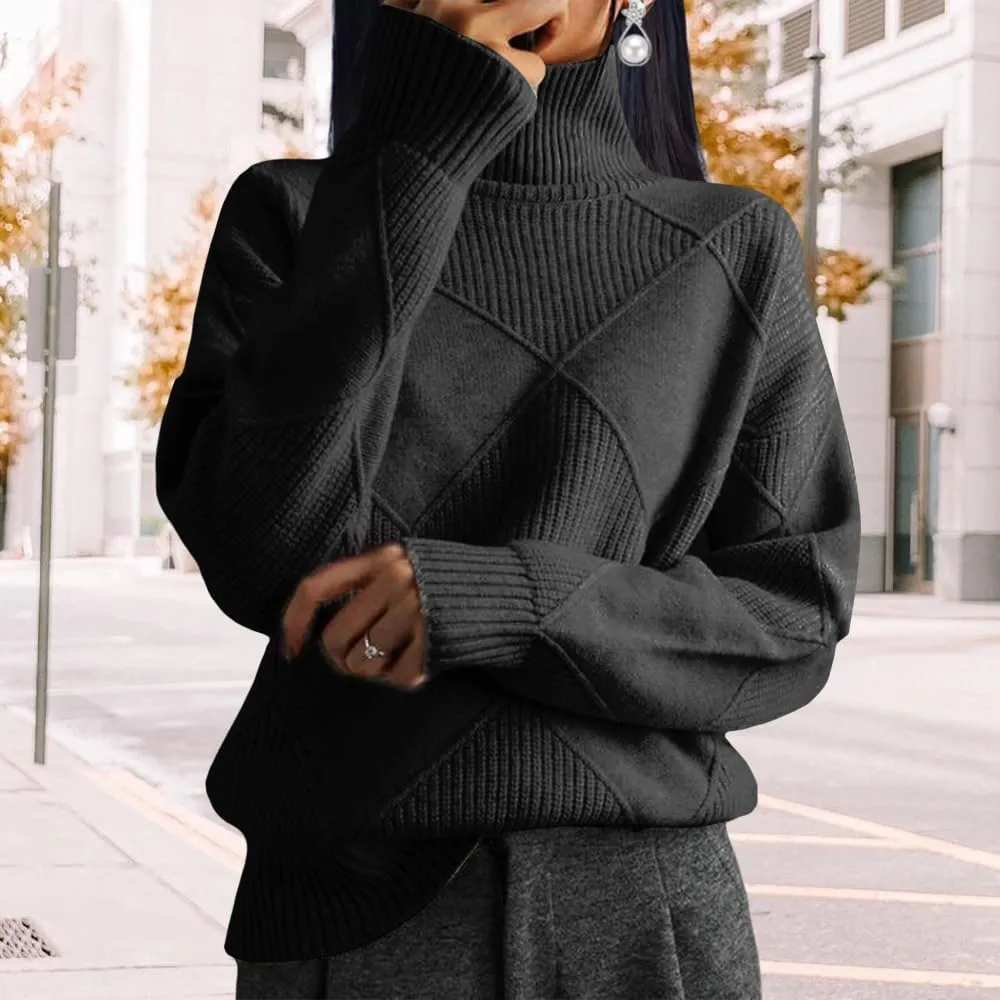Oversized Womens Turtleneck Sweaters Lightweight Cable Knit Pullover Casual Loose Long Sleeve Chunky Knitted Sweaters