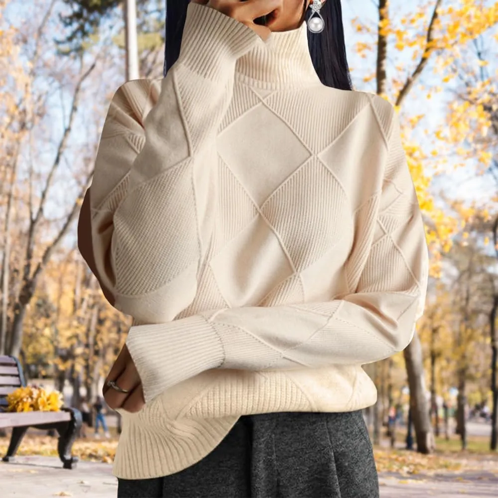 Oversized Womens Turtleneck Sweaters Lightweight Cable Knit Pullover Casual Loose Long Sleeve Chunky Knitted Sweaters