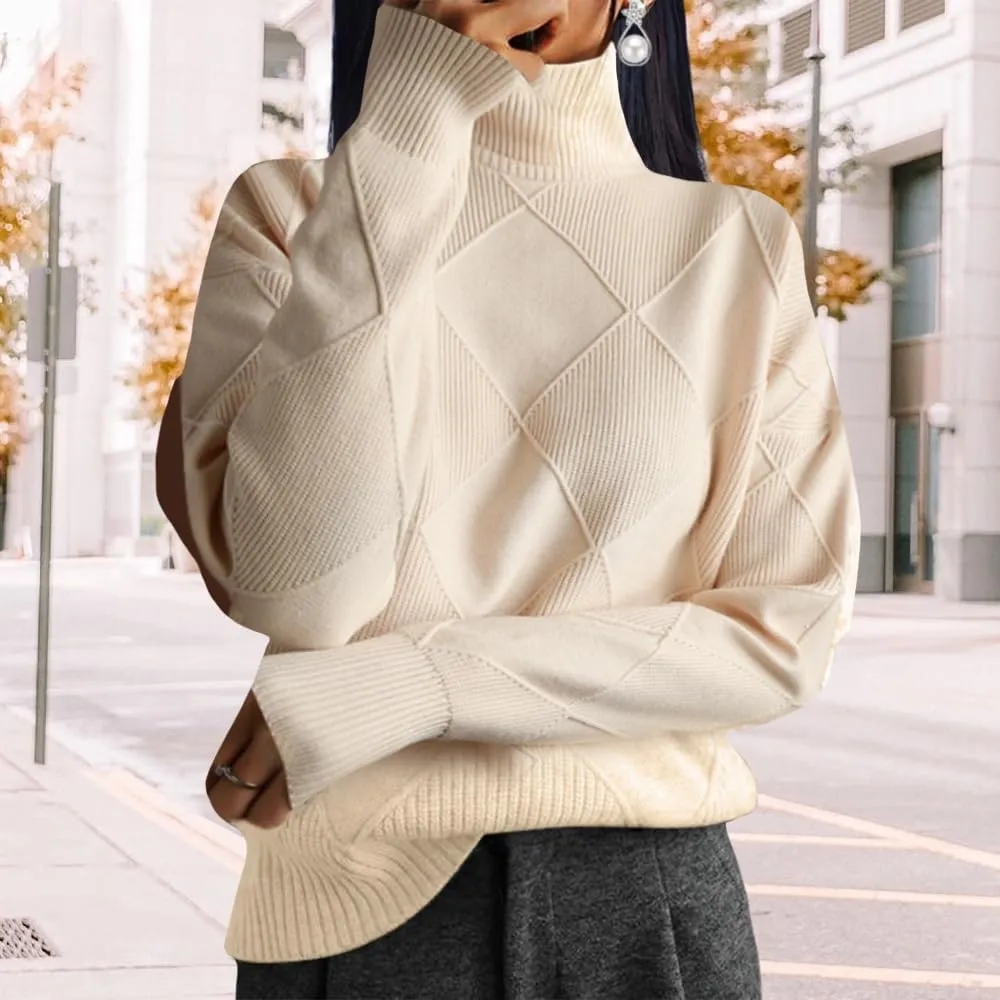 Oversized Womens Turtleneck Sweaters Lightweight Cable Knit Pullover Casual Loose Long Sleeve Chunky Knitted Sweaters