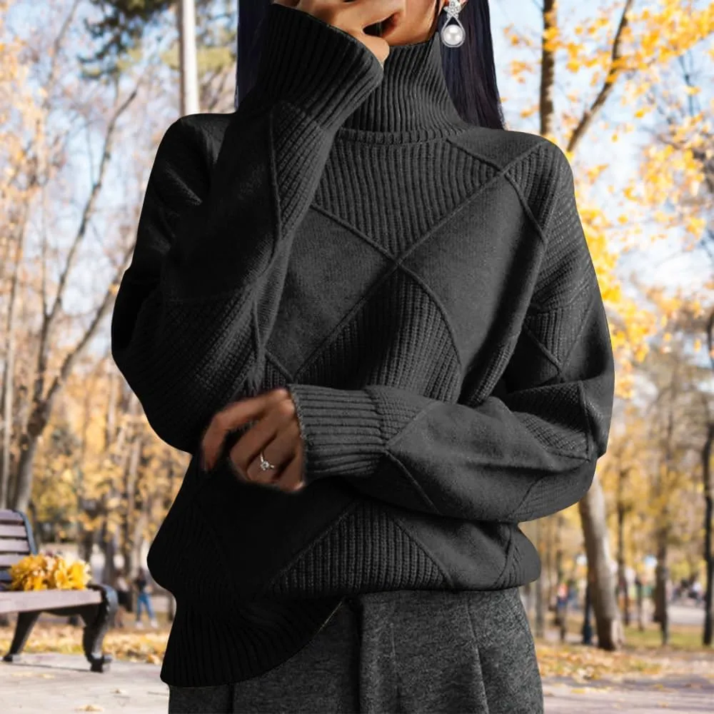 Oversized Womens Turtleneck Sweaters Lightweight Cable Knit Pullover Casual Loose Long Sleeve Chunky Knitted Sweaters