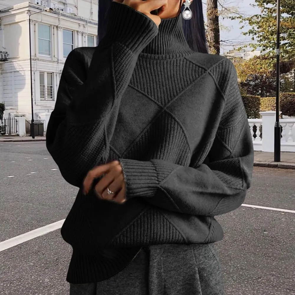 Oversized Womens Turtleneck Sweaters Lightweight Cable Knit Pullover Casual Loose Long Sleeve Chunky Knitted Sweaters