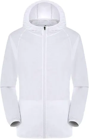Packable Rain Jacket Hooded Men Women Lightweight Sun Protection Jacket Cycling Waterproof Windproof Rain Coats