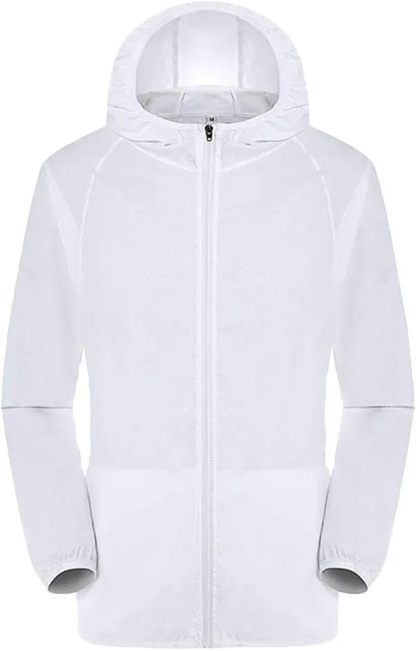 Packable Rain Jacket Hooded Men Women Lightweight Sun Protection Jacket Cycling Waterproof Windproof Rain Coats