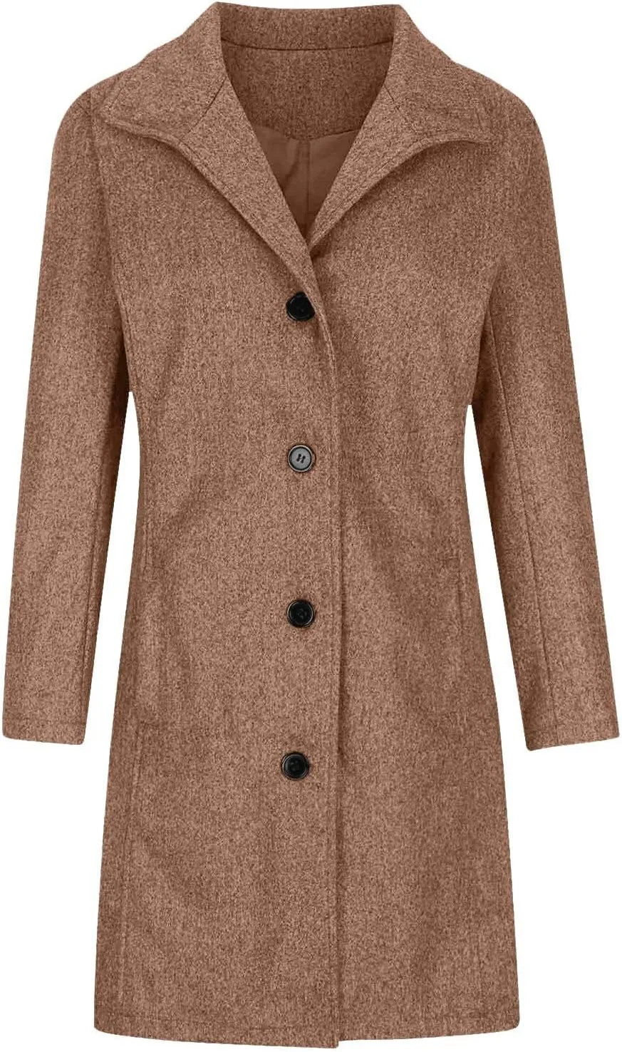 Pea Coats for Women Winter Wool Blend Trench Coat Single Breasted Mid-Thigh A-Line Pea Coat Overcoat with Pockets