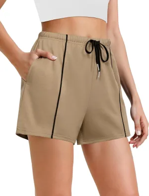 Quenteen Womens Sweat Shorts Cotton Lounge Shorts Casual Comfy Drawstring High Waist Running Shorts with Pockets