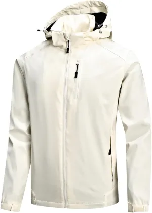 Rain Jackets for Men Mens Autumn Fashion Casual Loose Solid Hooded Waterproof Rain Jackets for Men Lightweight