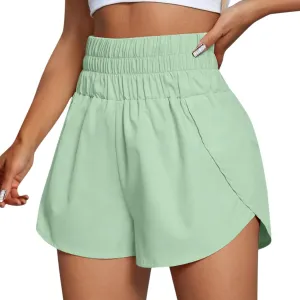 Running Shorts for Women Athletic Workout Gym Casual Quick Dry Sporty Elastic High Waisted Yoga Dolphin Shorts Pocket