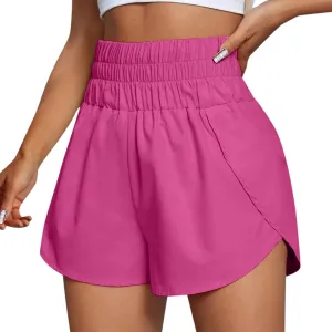 Running Shorts for Women Athletic Workout Gym Casual Quick Dry Sporty Elastic High Waisted Yoga Dolphin Shorts Pocket